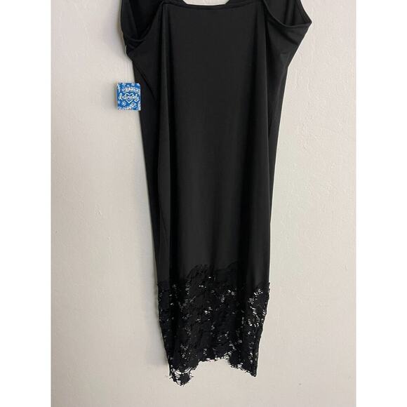 Free People Intimately S Slip Dress Black Stretch True Slinky Lace Hem NEW - Picture 9 of 9
